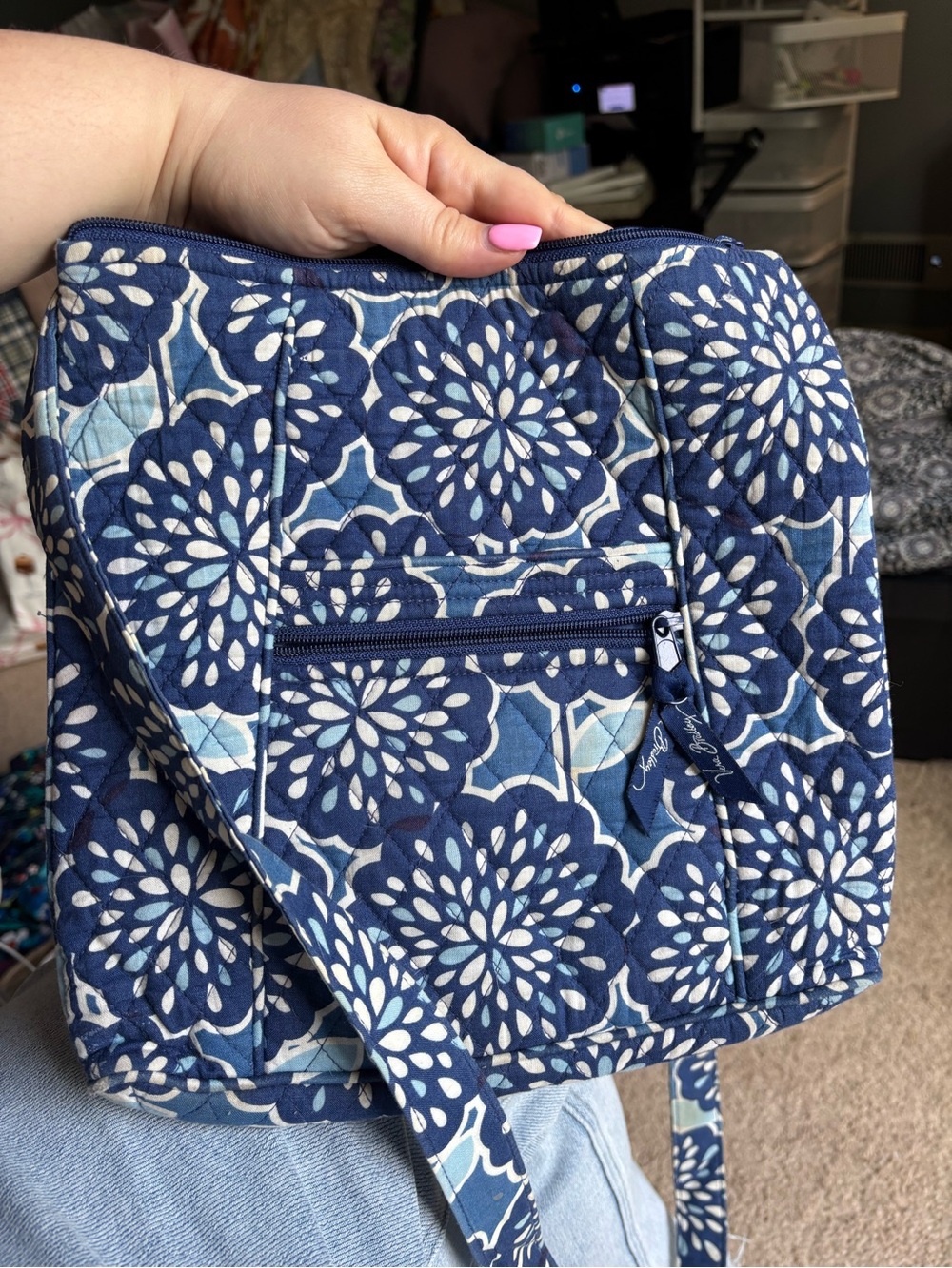Vera Bradley Navy Blue Quilted Floral Crossbody